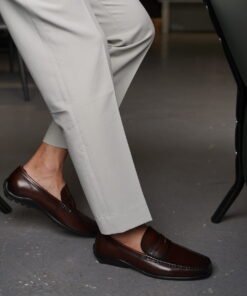 Alternative view of Brown Flexible Leather Driving Penny Loafers for Men