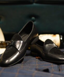 Alternative view of Black Two-Tone Leather & Suede Luxury Bit Loafers for Men