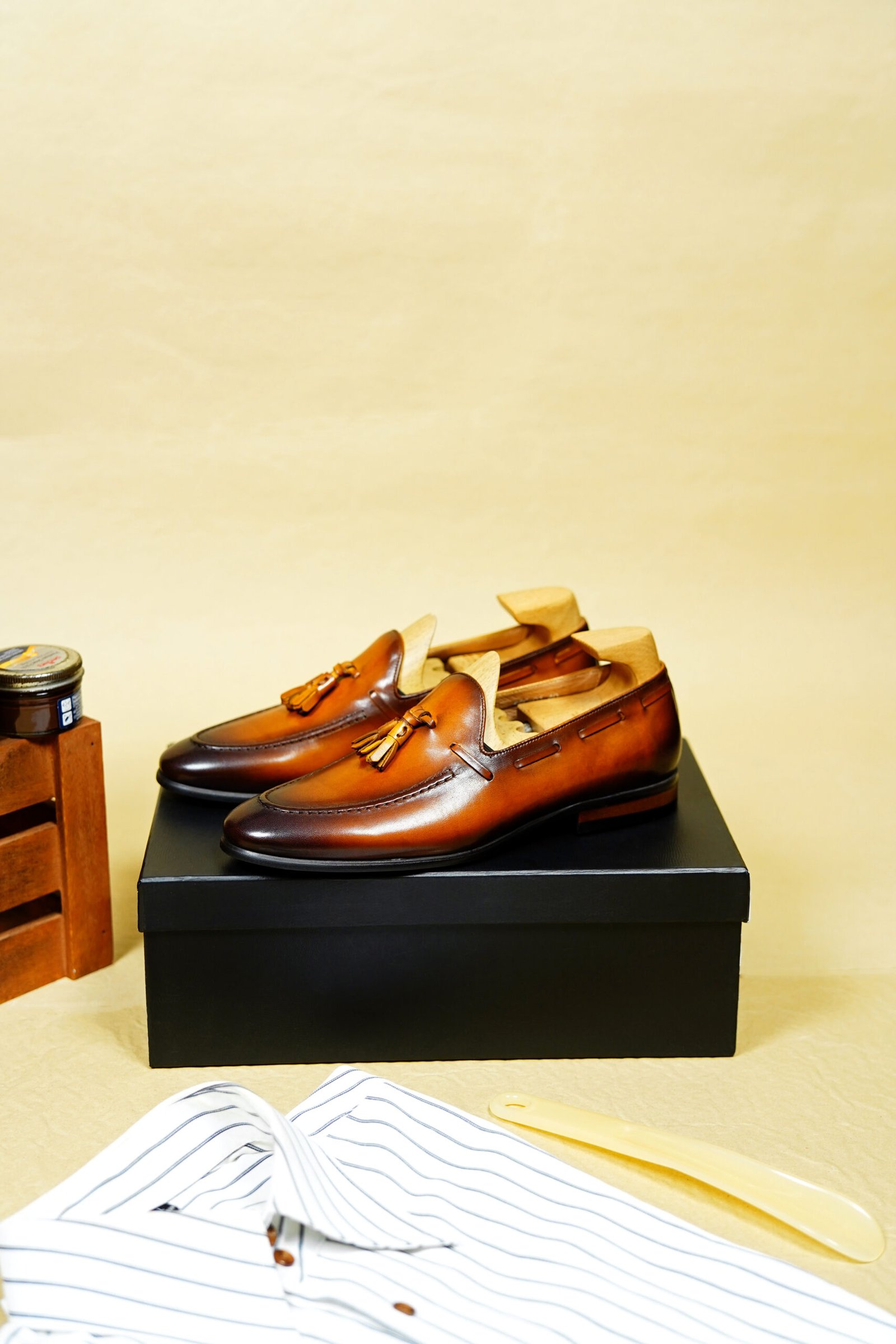 Tan Soft Leather Elegant Tassel Loafers for Men – Style 556-01 - Image 8