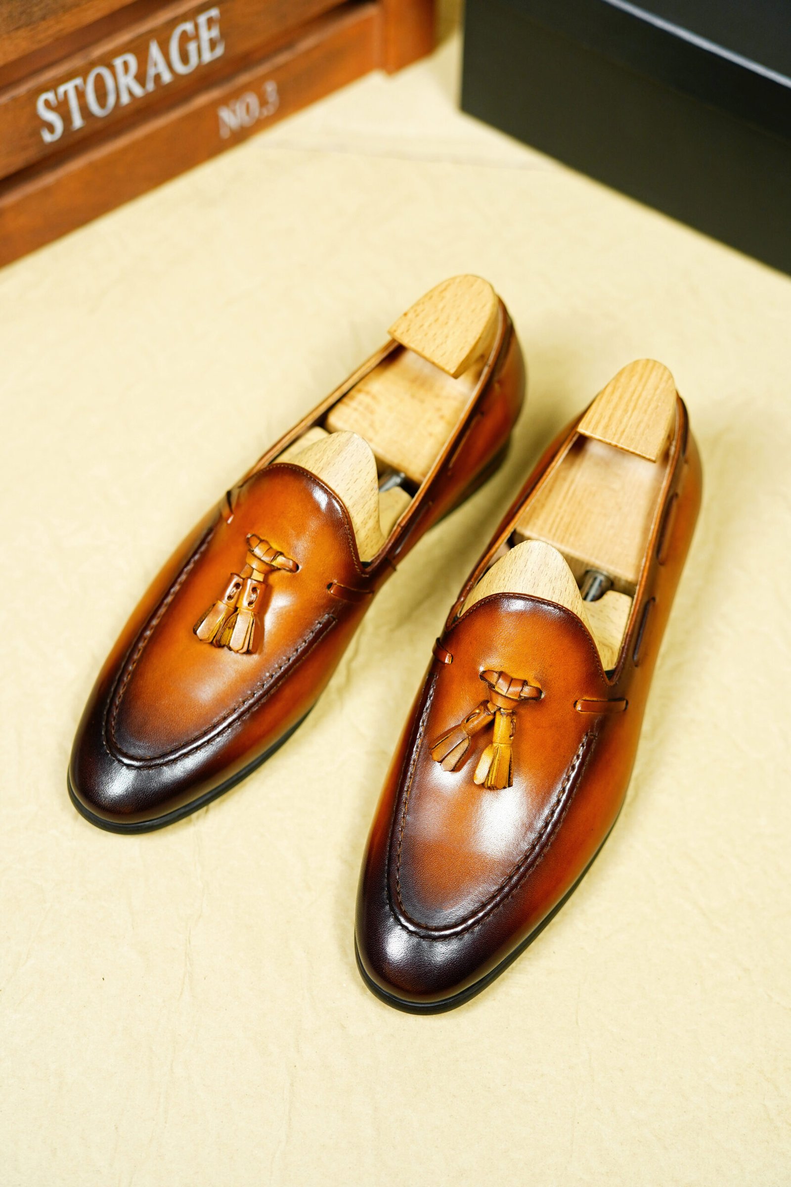 Tan Soft Leather Elegant Tassel Loafers for Men – Style 556-01 - Image 5