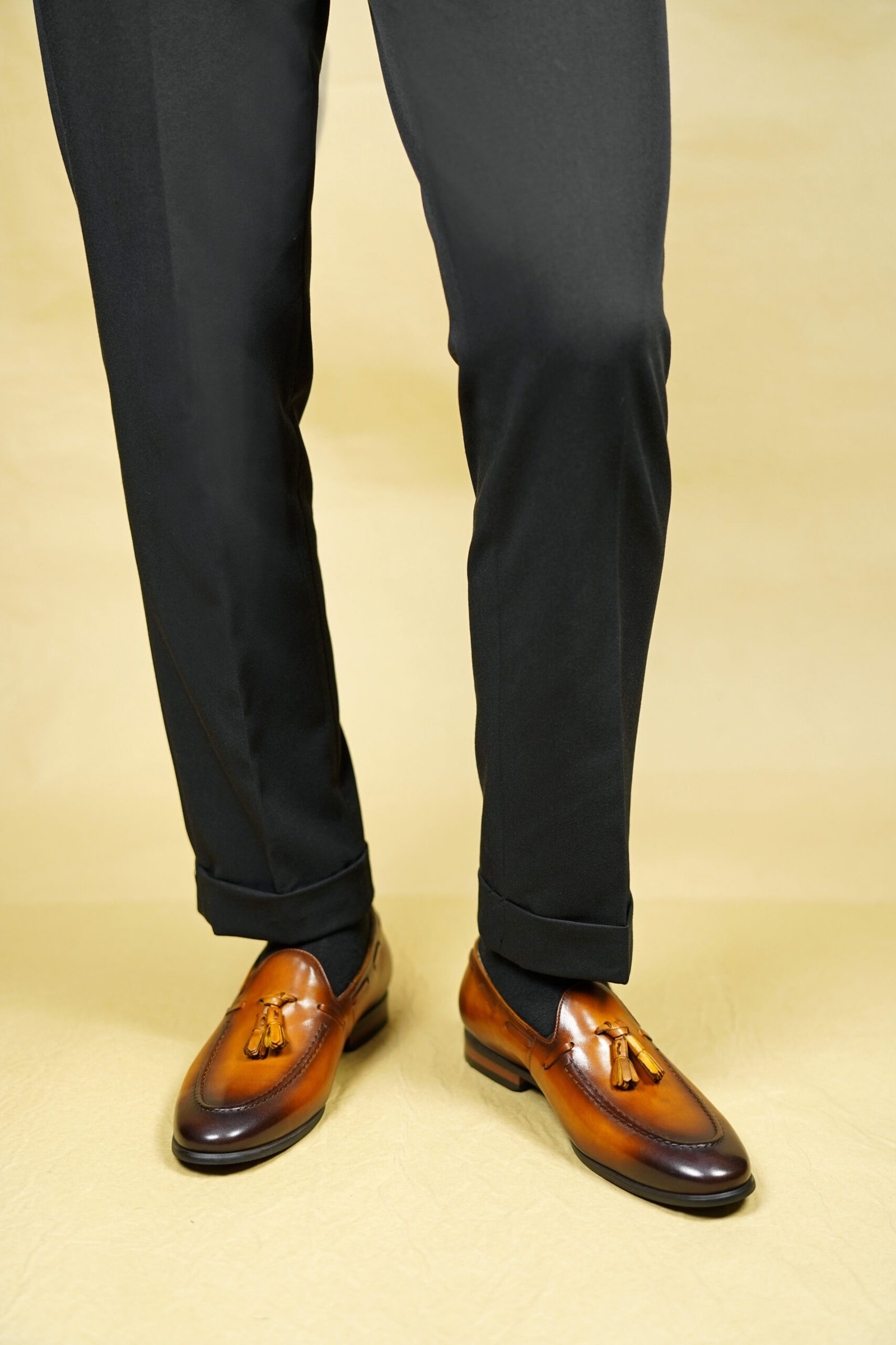 Tan Soft Leather Elegant Tassel Loafers for Men – Style 556-01 - Image 3