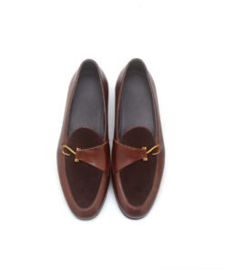 Alternative view of Brown Two-Tone Leather & Suede Designer Bit Loafers for Men