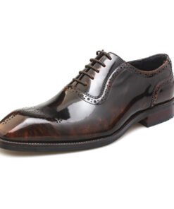 Dark Brown Premium Wholecut Oxford Shoes with Medallion Toe