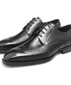 Black Polished Leather Single Monk Strap Formal Shoes for Men