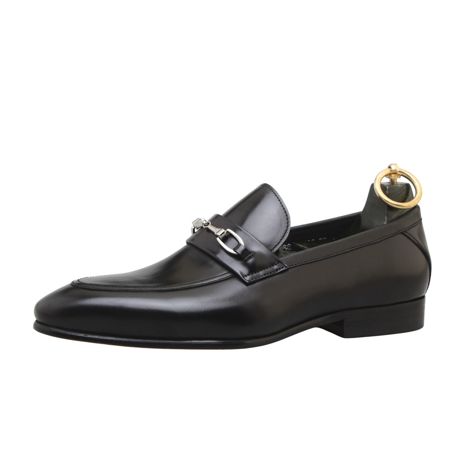 Black Polished Leather Luxury Horsebit Loafers for Men