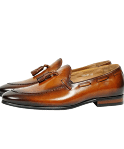 Tan Soft Leather Elegant Tassel Loafers for Men – Style 556-01