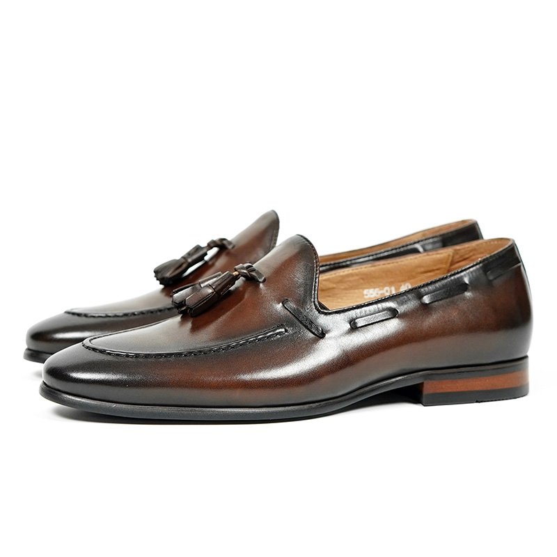 Classic Brown Premium Leather Tassel Loafers for Men